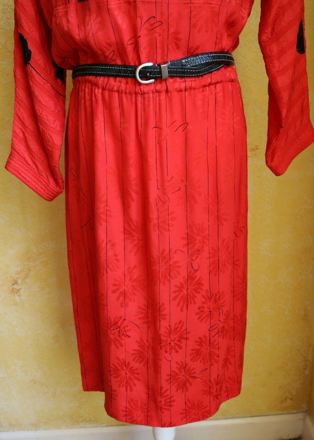 VINTAGE ADELE SIMPSON SAKS FIFTH AVENUE 70/80&rsquo;S RED SILKY COCKTAIL DRESS SZ 8