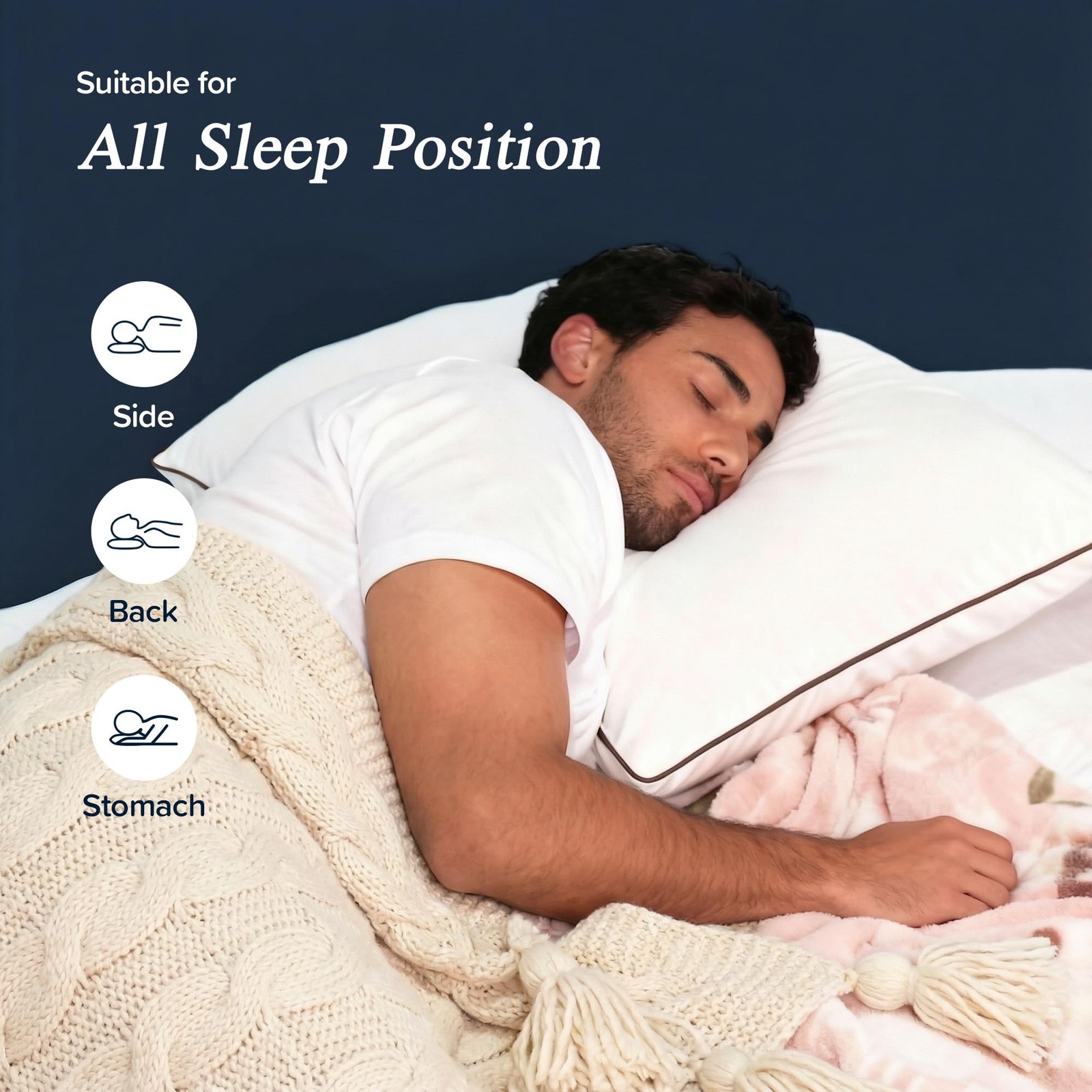 puredown® Made in USA Goose Feather Down Pillows, Standard Size Set of 2, 1