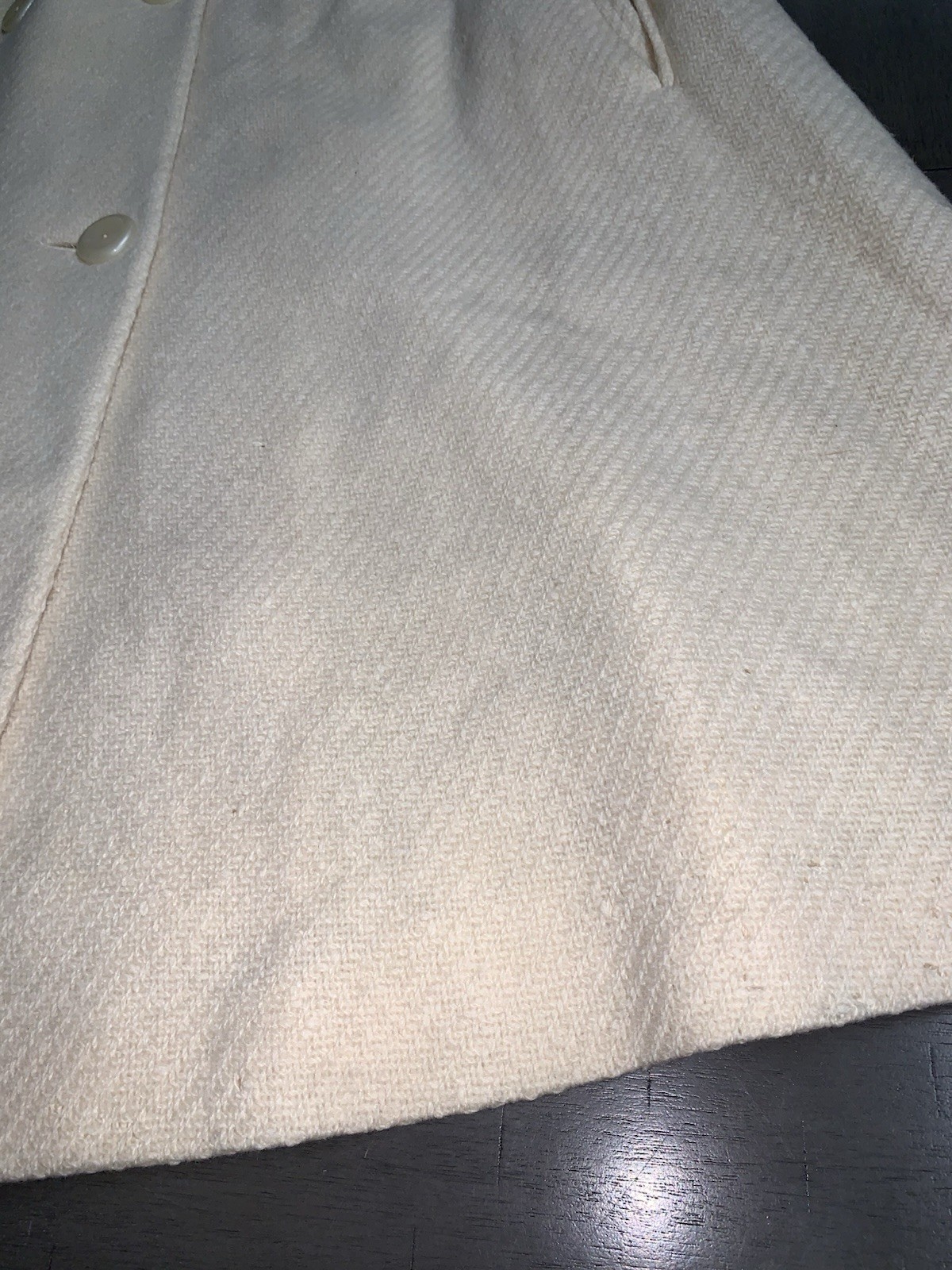 A5 60s CREAM UNION WOOL CAPE CLOAK DOUBLE BREASTED LARGE BUTTONS SZ 10/12 L/XL