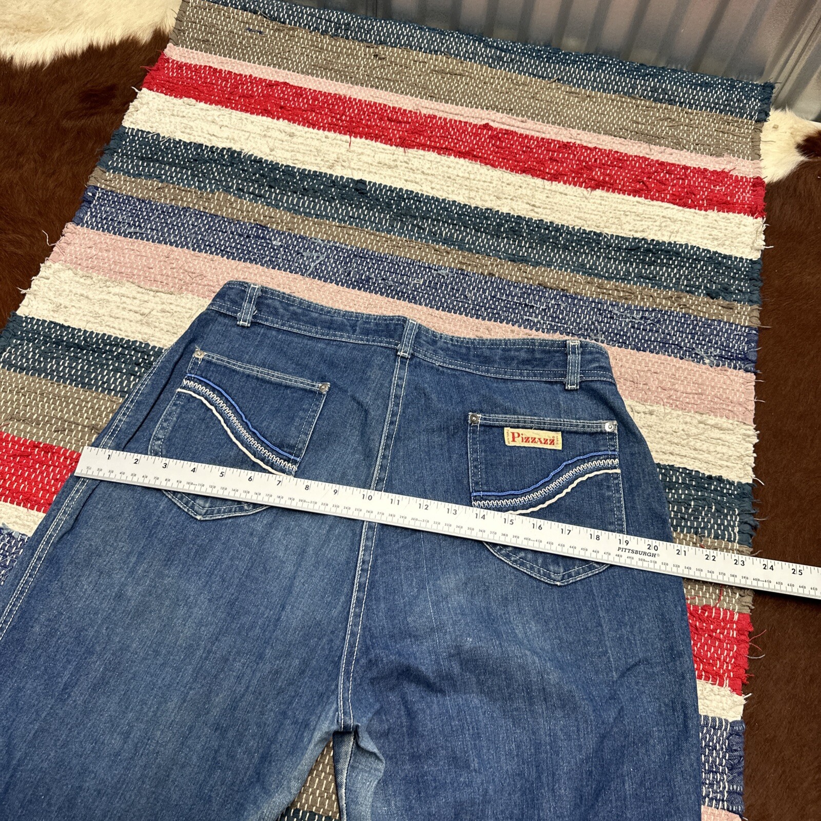 Vintage 1980&rsquo;s Pizzazz Jeans Womens SM High Waist Embroidered Paris NY 32×32&Prime;
