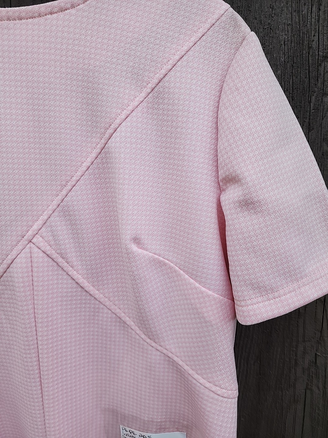 70s Handmade Pink Houndstooth Double Knit Polyester Dress – Womens XL-1X Vtg