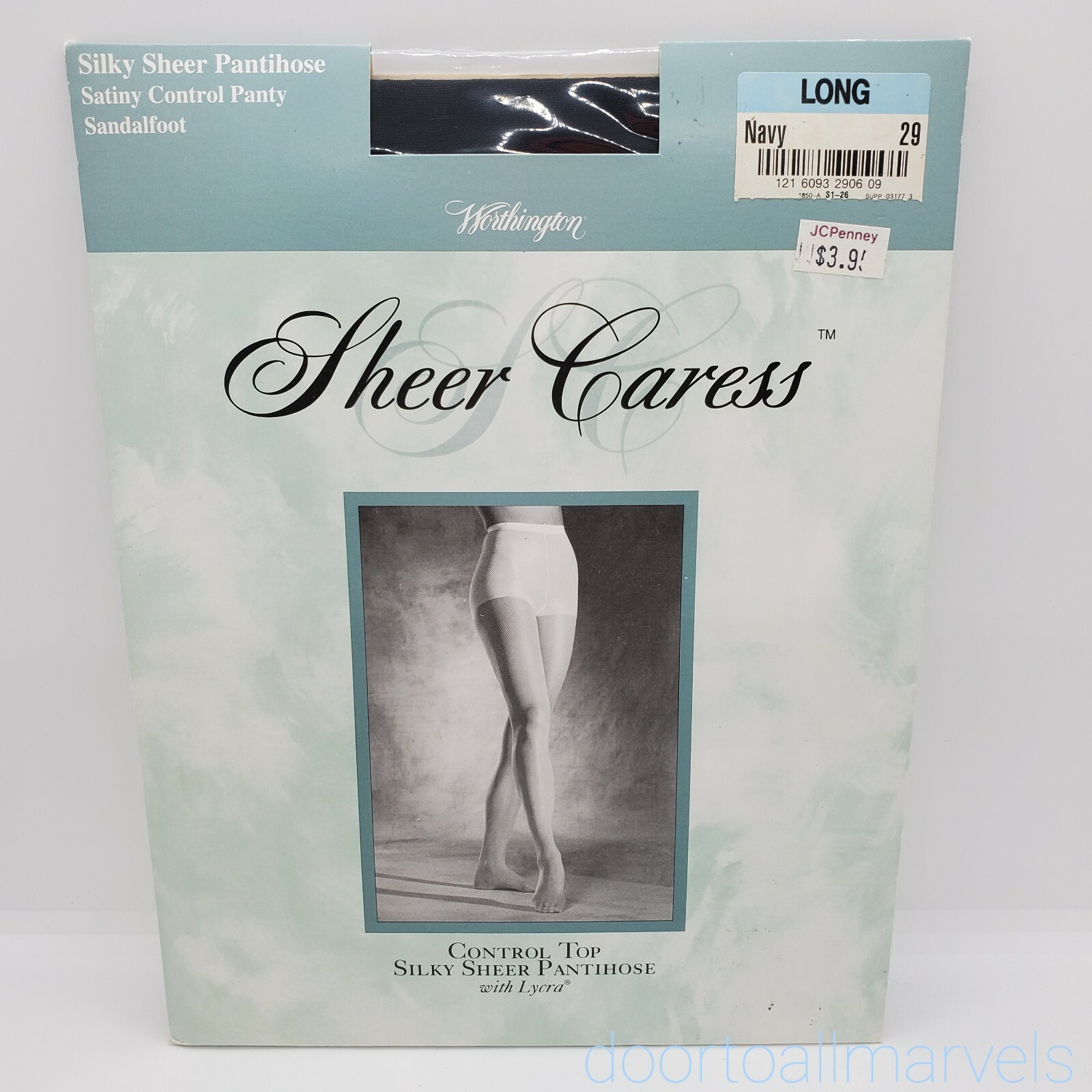 Vintage JC Penney Pantyhose Control Top w Lycra Sheer Caress size L Navy