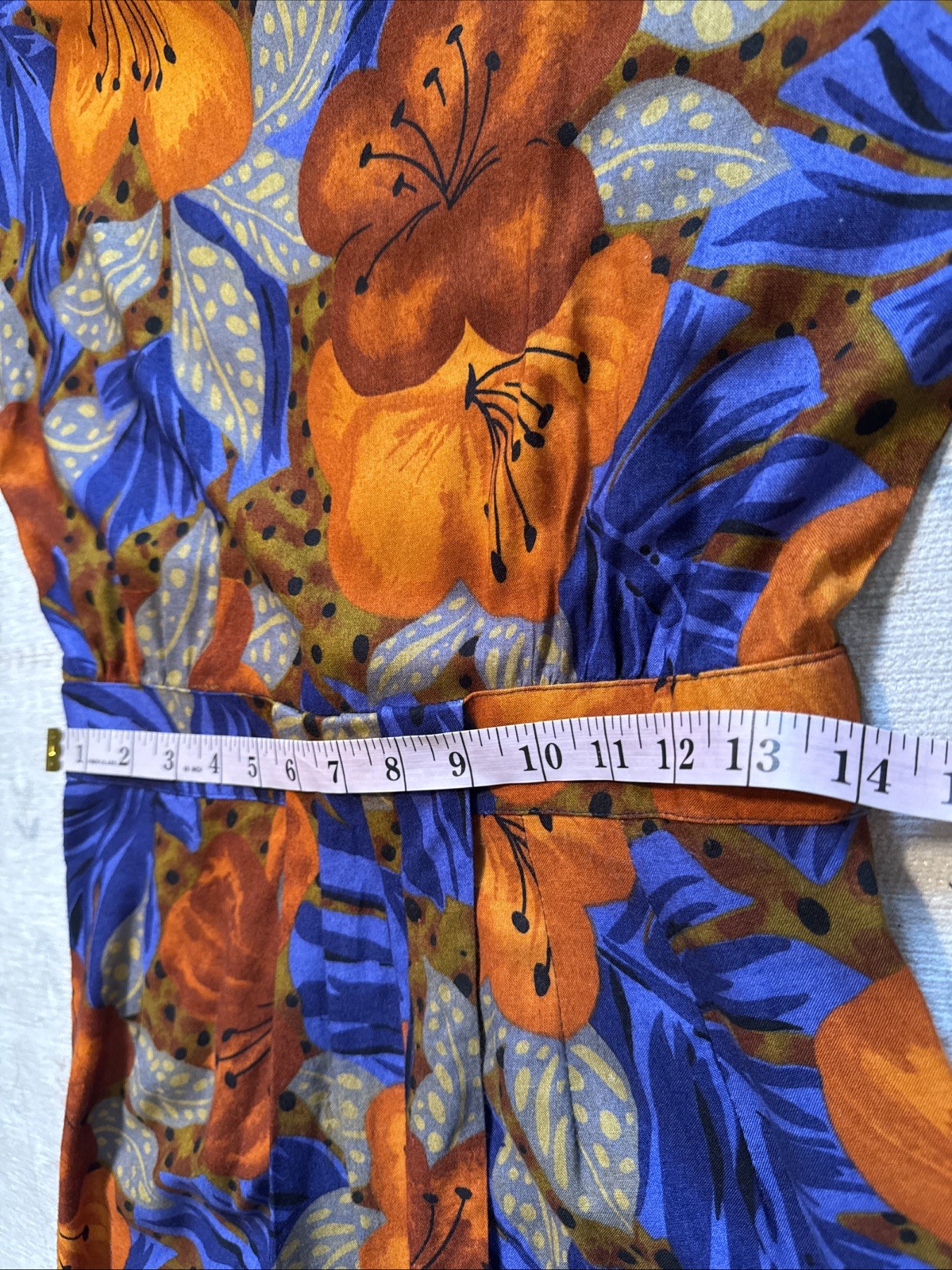 Vintage Jeffrey & Dara Tropical Print Faux Wrap Pencil Wiggle Dress Belt 5/6 USA