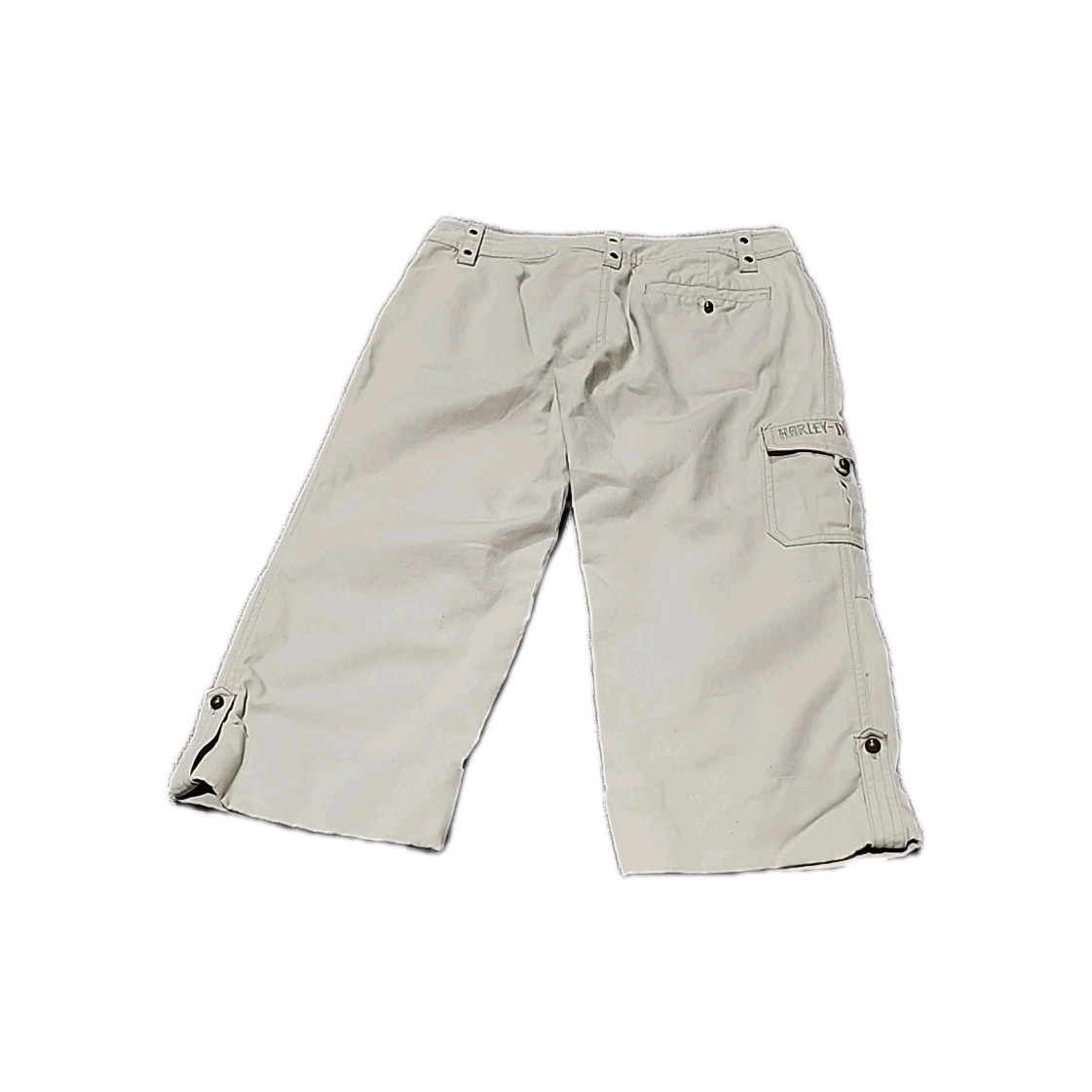 Y2K Harley Davidson Cargo Capris Womens 8 Khaki Tan Cuffed Street Style