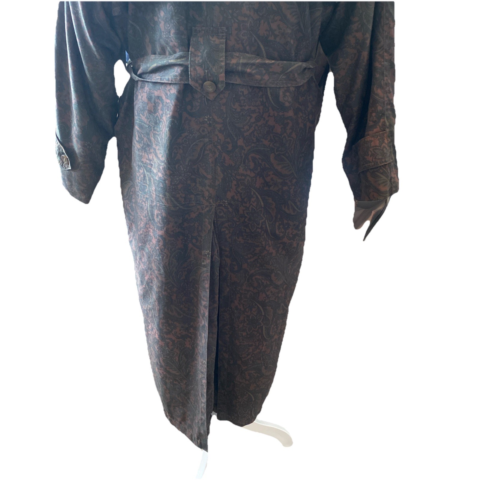 Vintage Vtg Women’s London Fog Trench Coat Duster Paisley Liner Sz 10 Goth