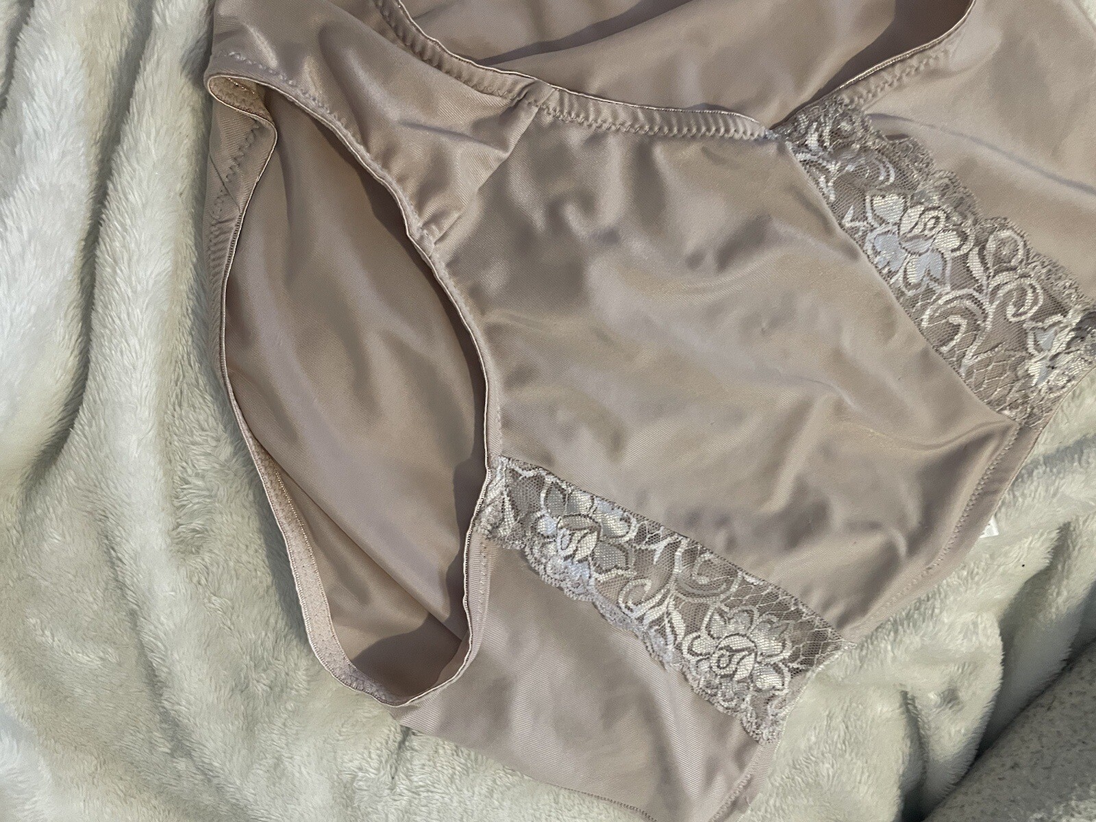 MARILYN MONROE PLUS 1X VNTAGE STRETCHY BEIGE SHAPER PANTY BRIEF~LACE TRIM~ 1X