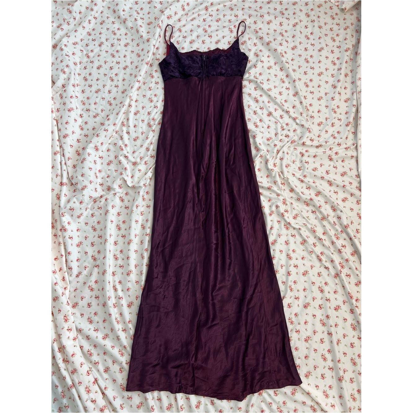 vintage y2k fairy whimsygoth deep purple velvet and satin babydoll evening dress