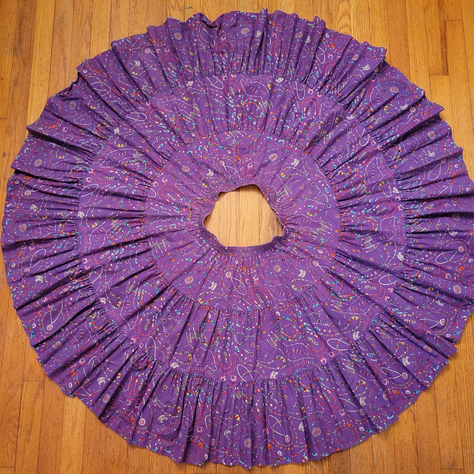 Malco Modes M Square Dance 5 Pc Teal Purple Southwestern Skirt Top Belt Hanky