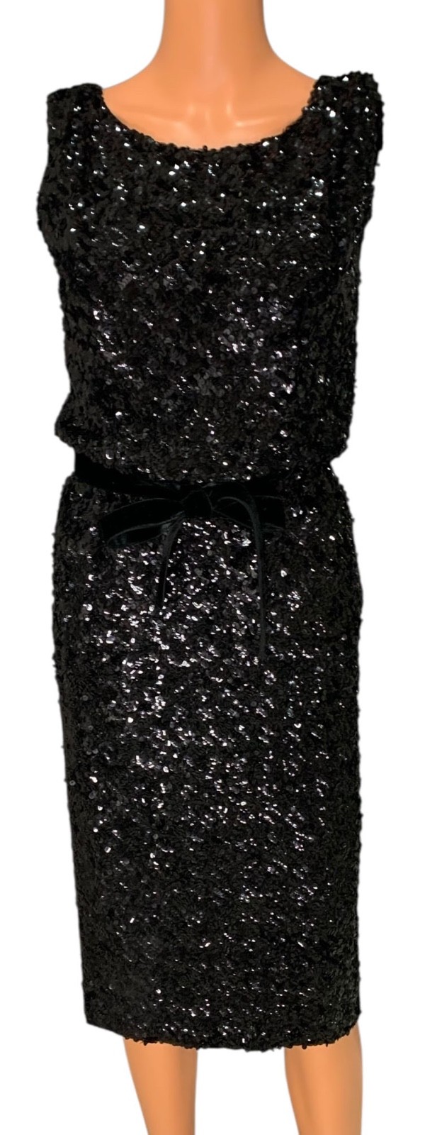 BRANELL Vintage 50s/60s Women&rsquo;s Sleeveless Sequined Sheath Cocktail Dress – Sz S