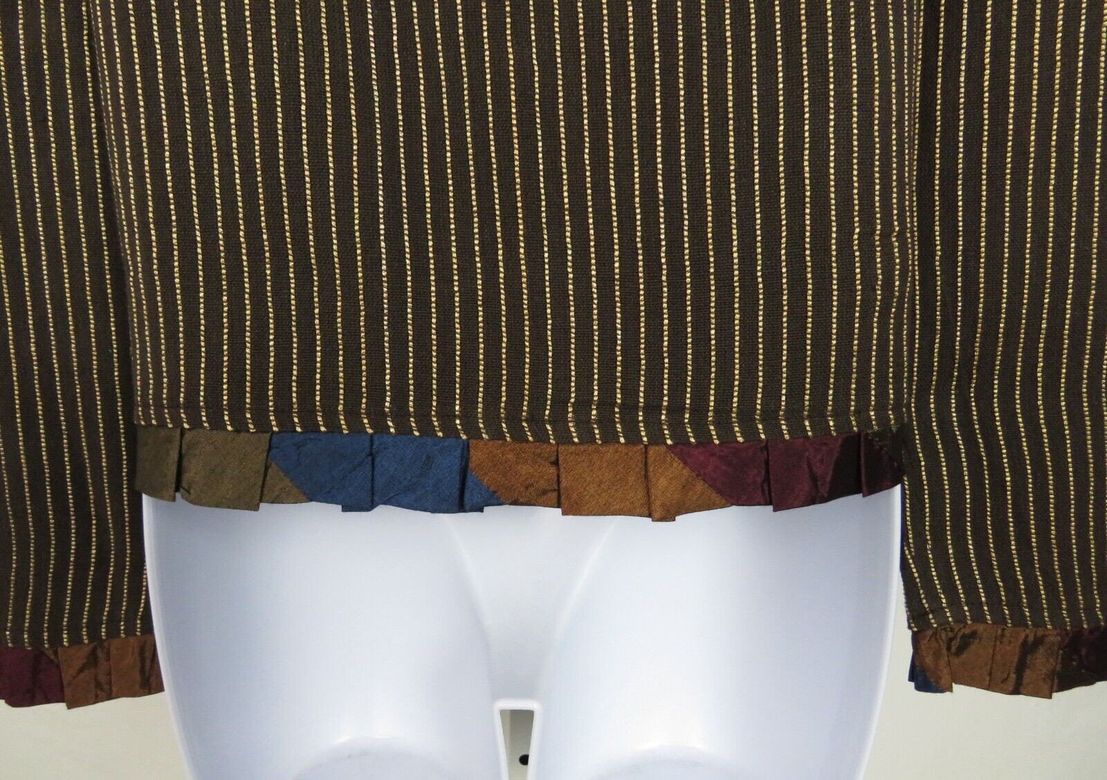 VTG 1990s 2000s SHARON ANTHONY BY CRYSTAL STRIPED PATCHWORK JACKET SIZE MEDIUM