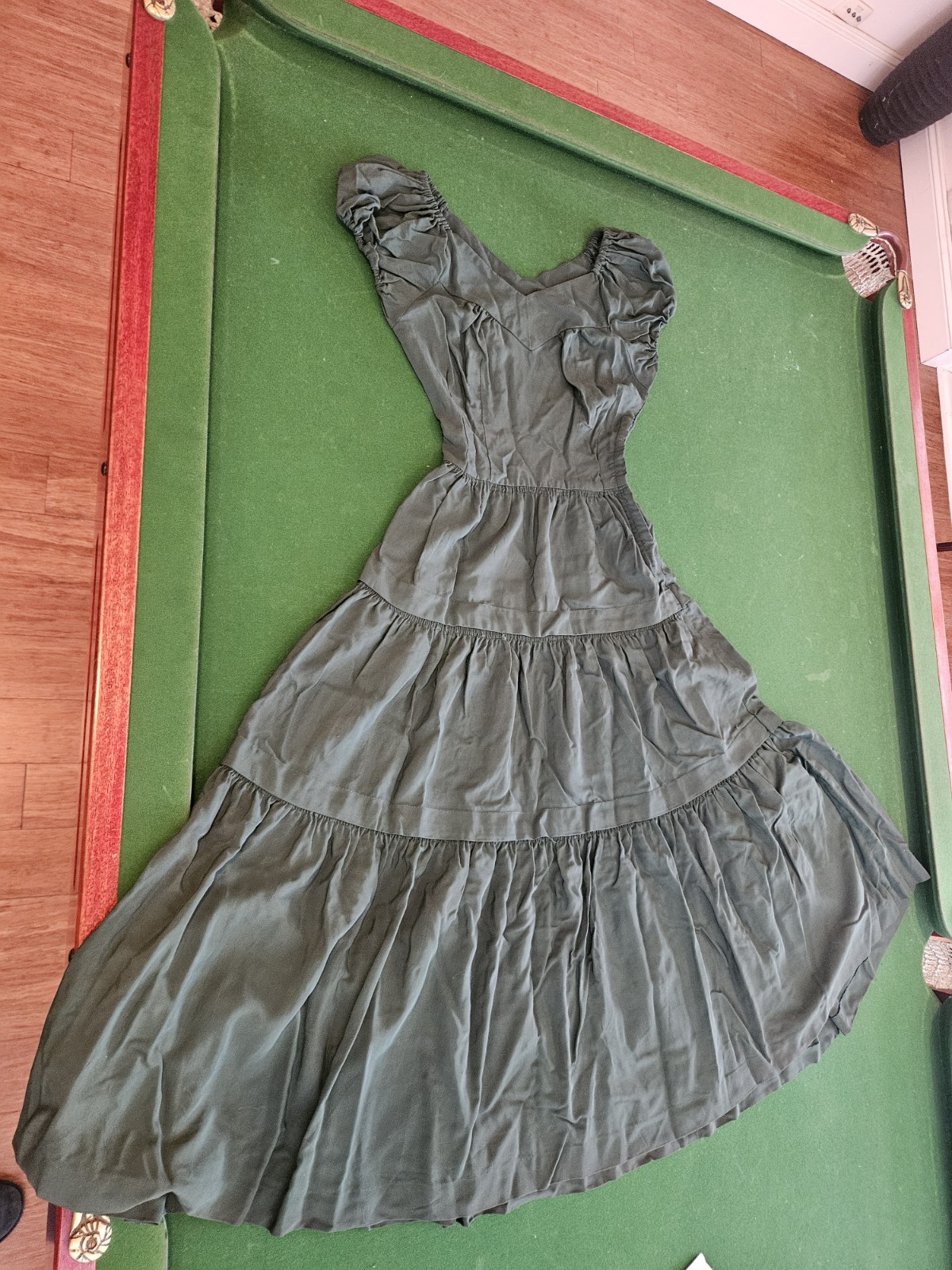 Vintage Authentic Victorian Edwardian Forest Green Dress Size XS-S