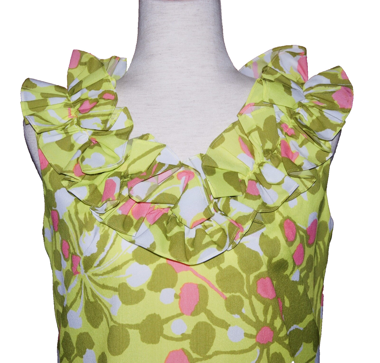 Vtg 1960&rsquo;s Hawaiian Ruffle Blouse Women&rsquo;s 36&Prime; Bust Top Aloha Tiki Party Beach