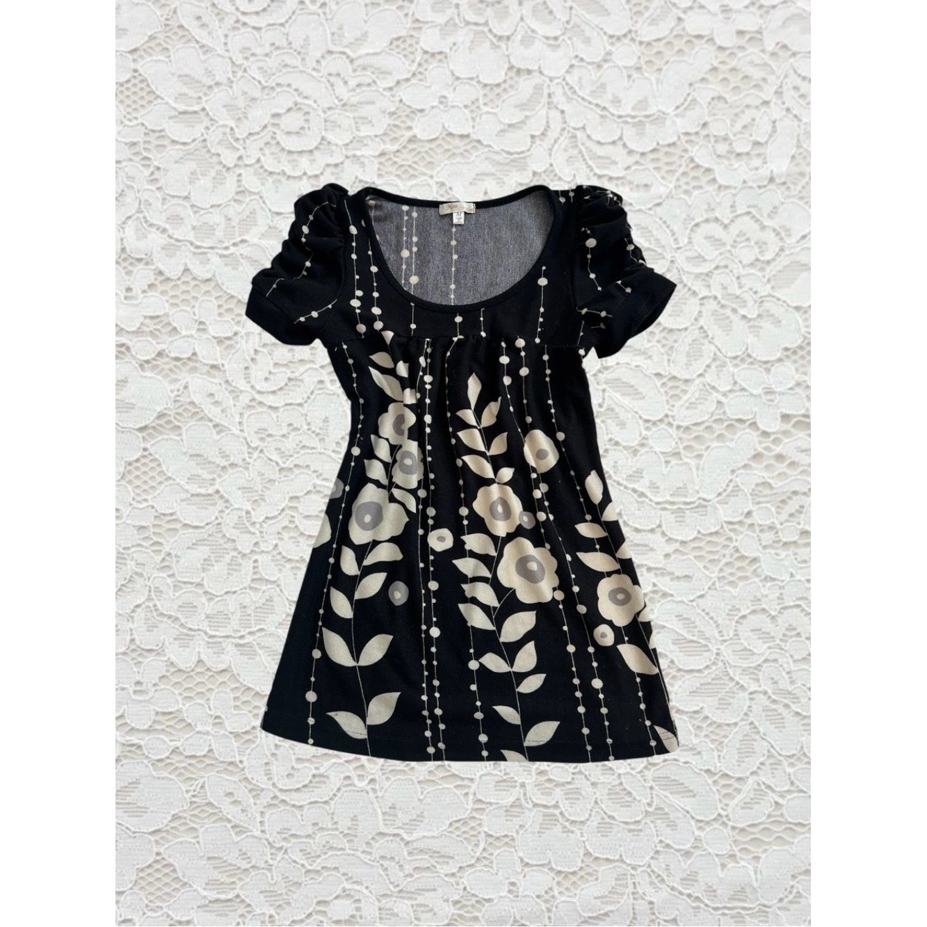 vintage y2k black floral babydoll dress/top