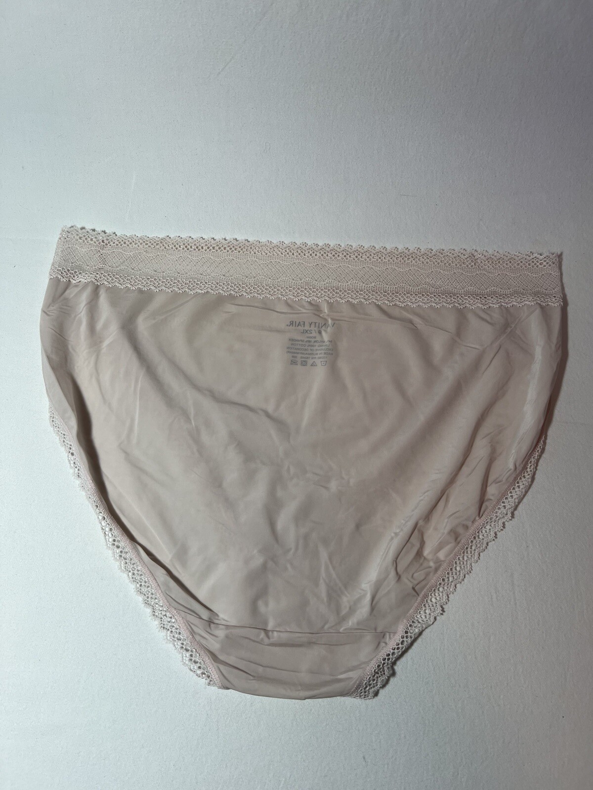 Vintage Silky Soft Vanity Fair “Flattering Lace” Hi-Cut 9/2XL Dusty Pink Panty