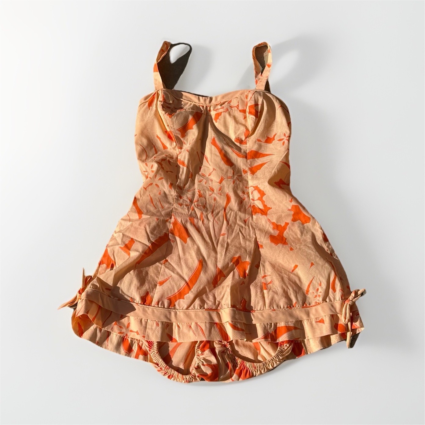 True Vintage 1950&rsquo;s / 1960&rsquo;s Ceeb by Miami Peach and Orange Bathing Suit