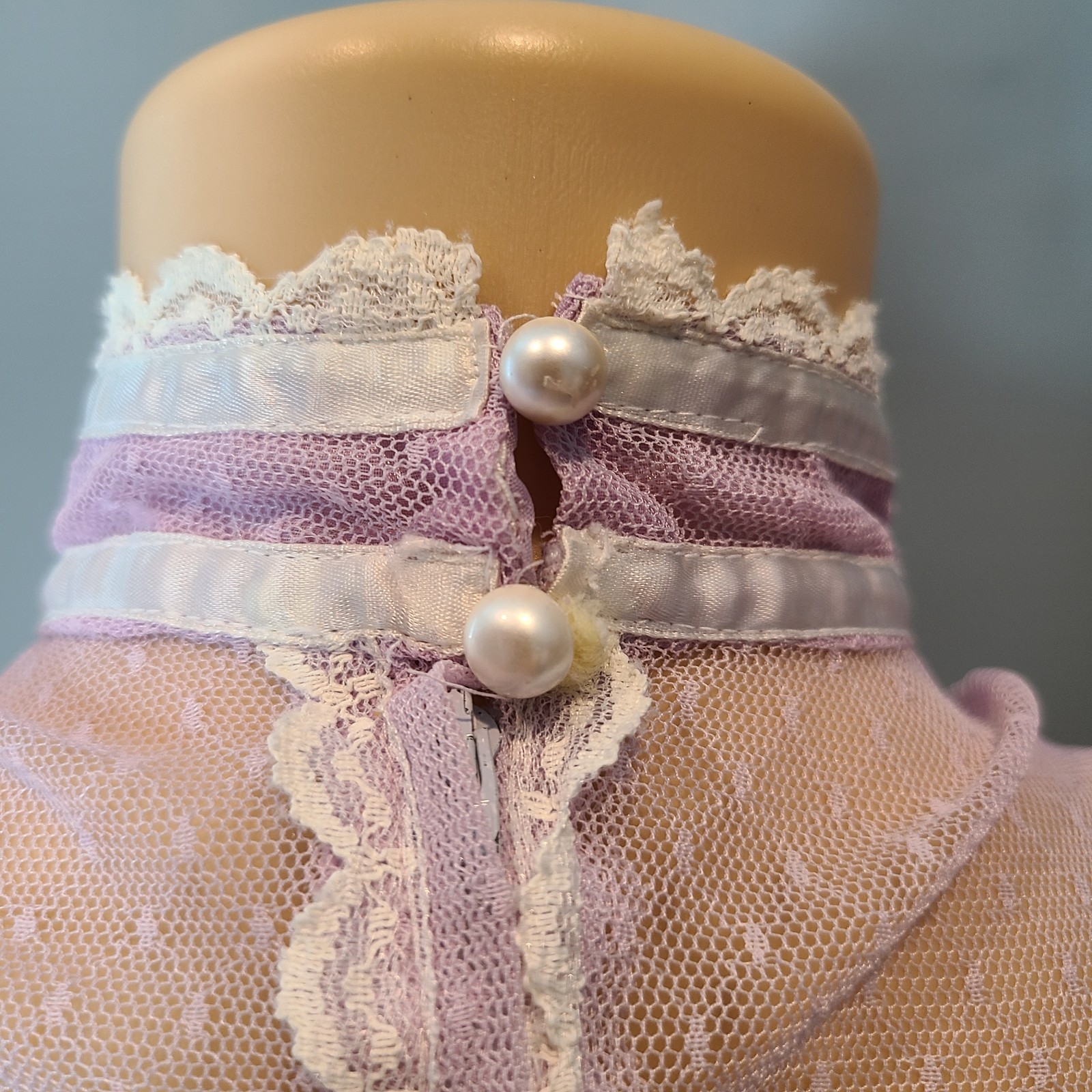 Vtg 70s Prairie Victorian Maxi Dress Sz Small Lavender Lace Flare Sleeve Fairy