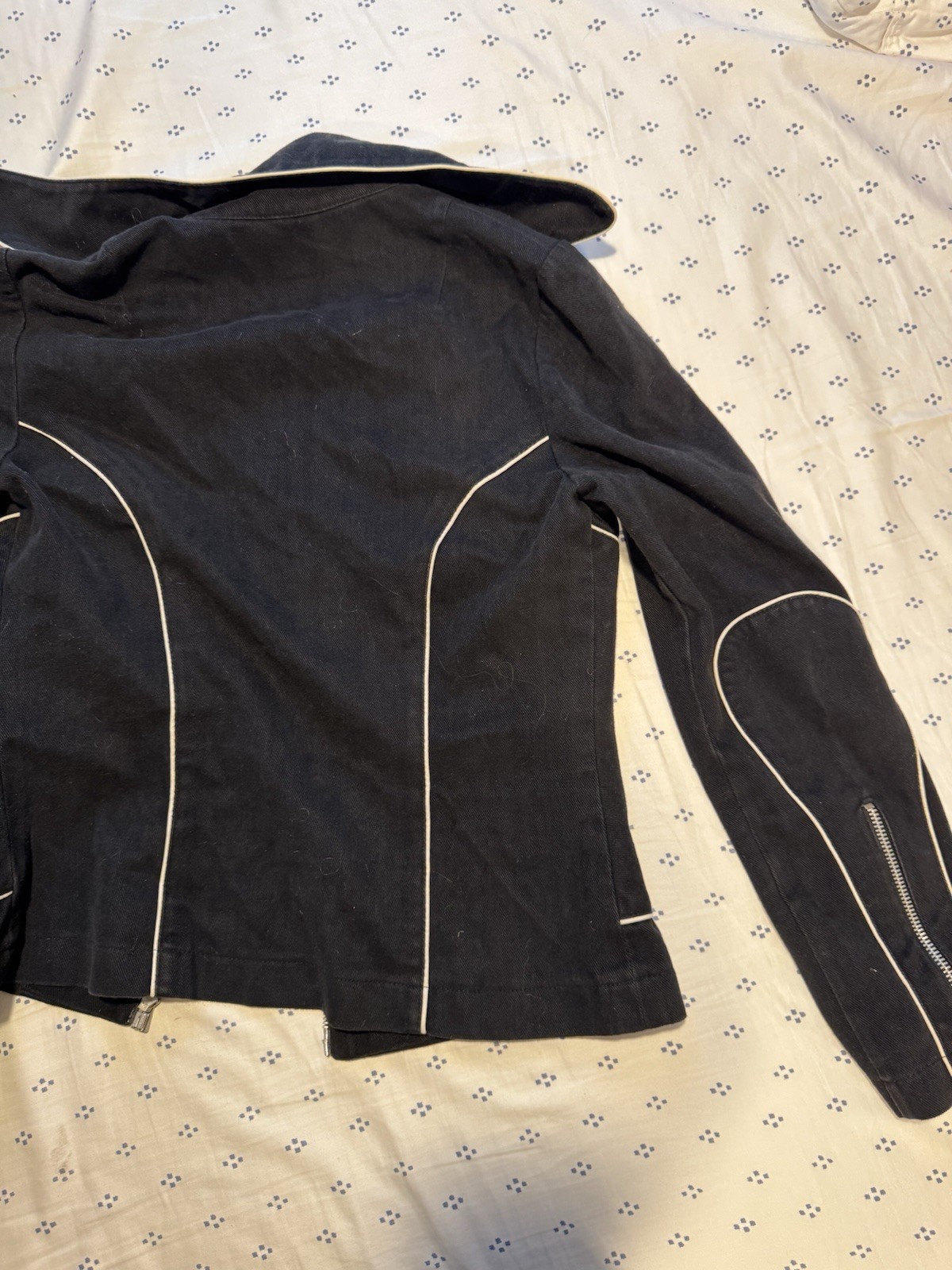 RARE Vintage Roncelli’s Suit. Authentic 70s Black Cotton With White Piping