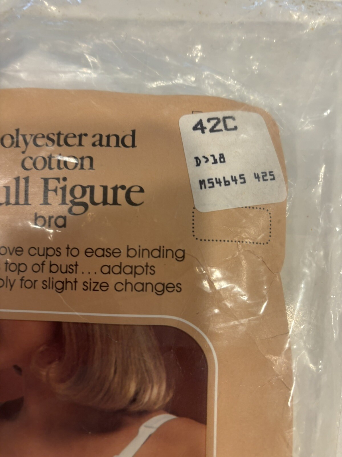 Vintage New Sears Full Figure 42C Soft Cup Full Support Bra In Pkg