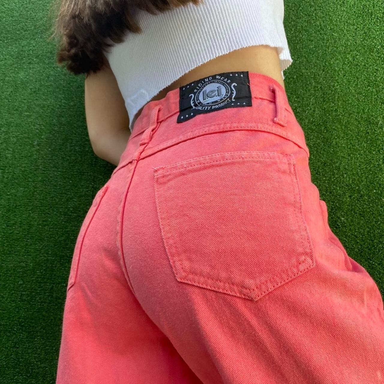 Vintage 90s Orange High Waisted L.e.i. Jeans Low-cut Front Pockets 28&Prime;
