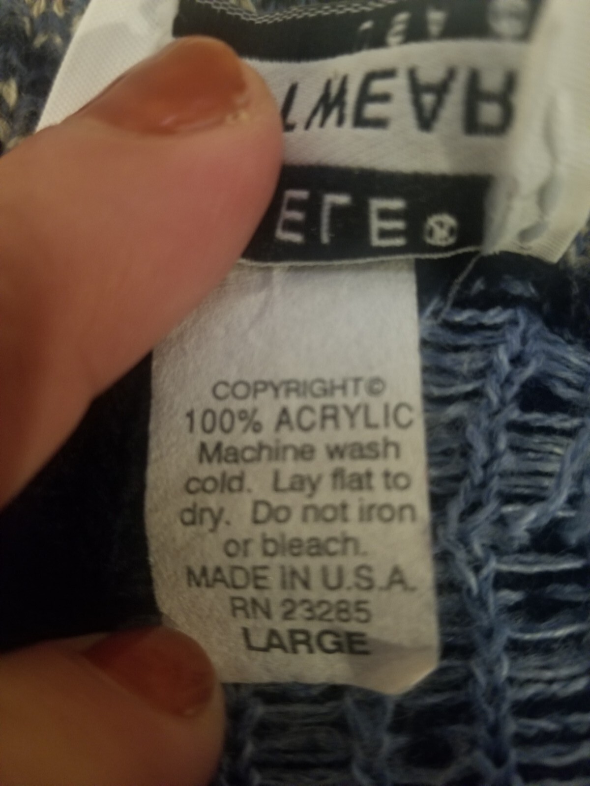 Vintage Adele Sweater Large Knitwear Blue Hearts Flowers MadeInUSA 46&Prime;B/27&Prime;L EUC