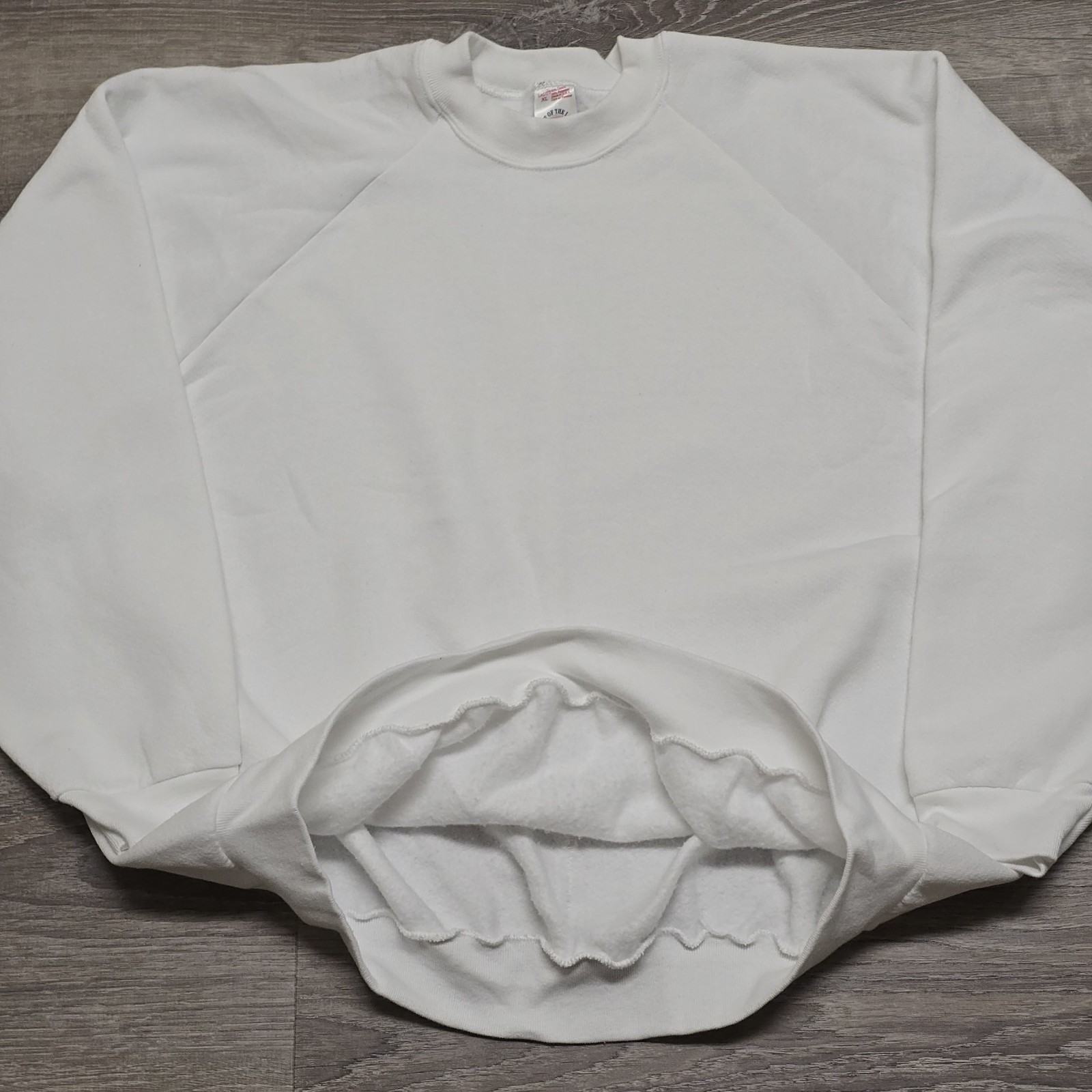 Vintage Ladies Fruit Of The Loom Blank White Sweatshirt USA Made XL Raglan 90s