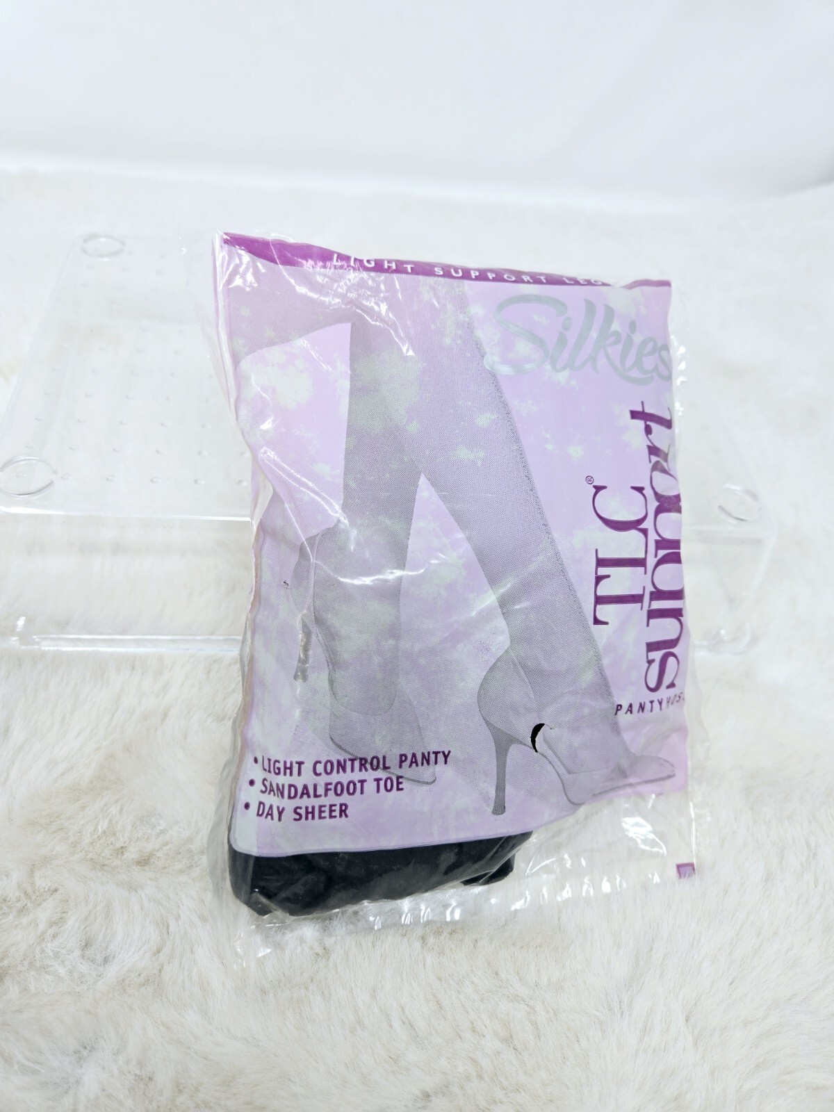 Silkies Light Control Large Jet Black Sandal foot Panty Hose2003 Lot VINTAGE