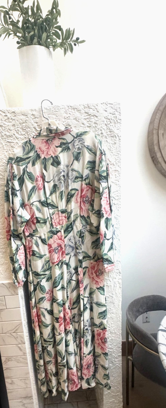 Vintage Karen Alexander Floral Dress Lace Collar Cottagecore Prairie USA M/L