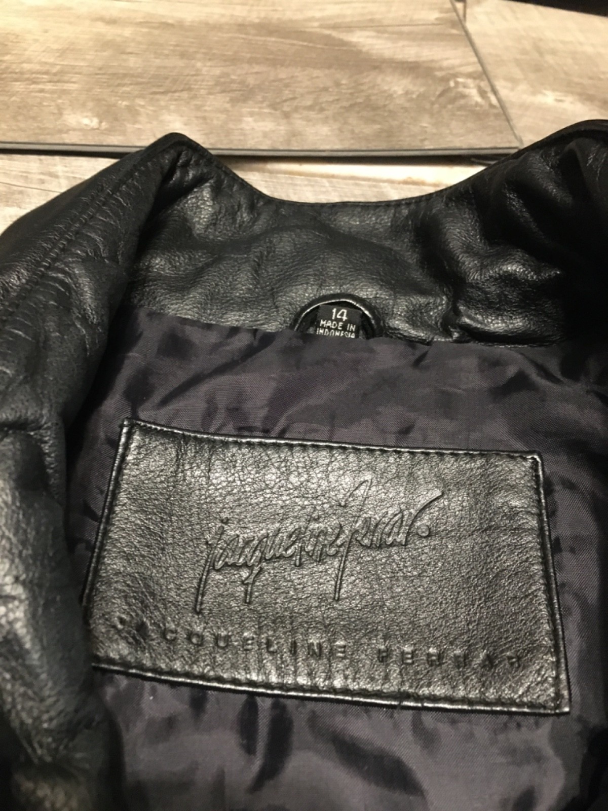 Womens Jacqueline Ferrar Riding Leather Bomber Button Front Coat Jacket Size 14