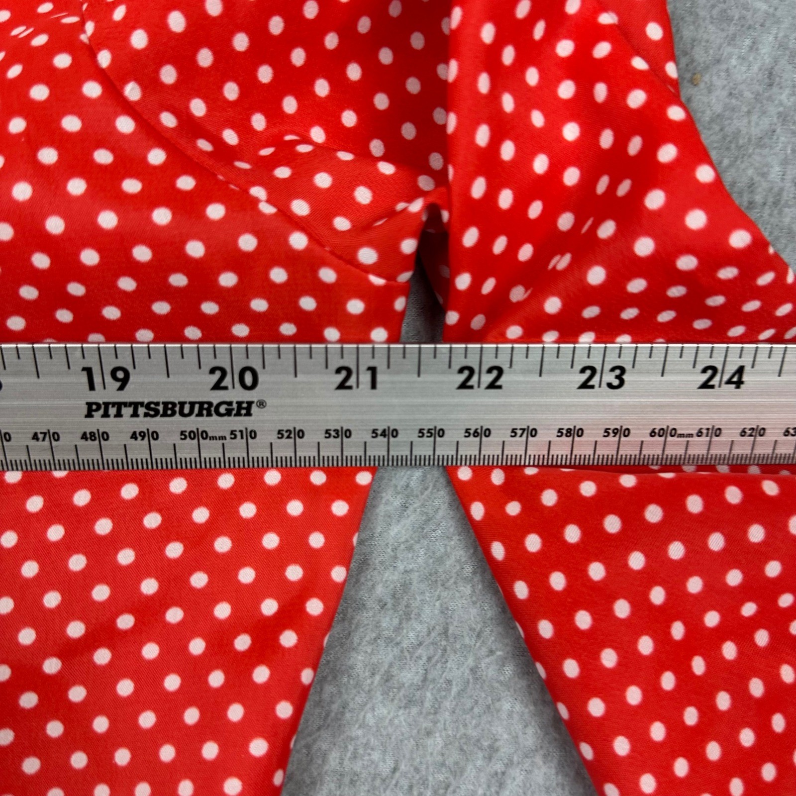 Vtg Judy Bond Red Polka Dot Ruffle Front Blouse Long Sleeve Retro Top Sz 16