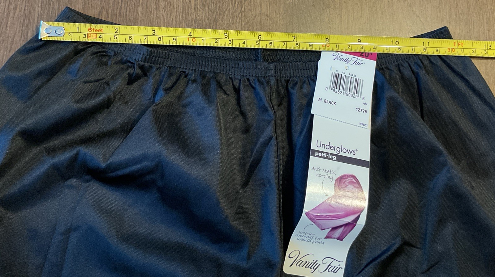 Vtg Vanity Fair Underglows Nylon Lace 20&Prime; Petti-Leg Slip Shorts Black Medium NWT