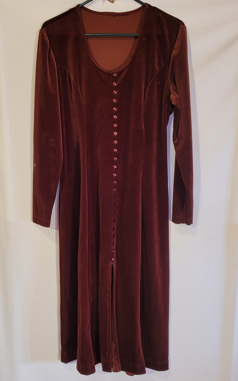 Vintage 90s Dress, Burgundy, Felt Like Material, unbranded