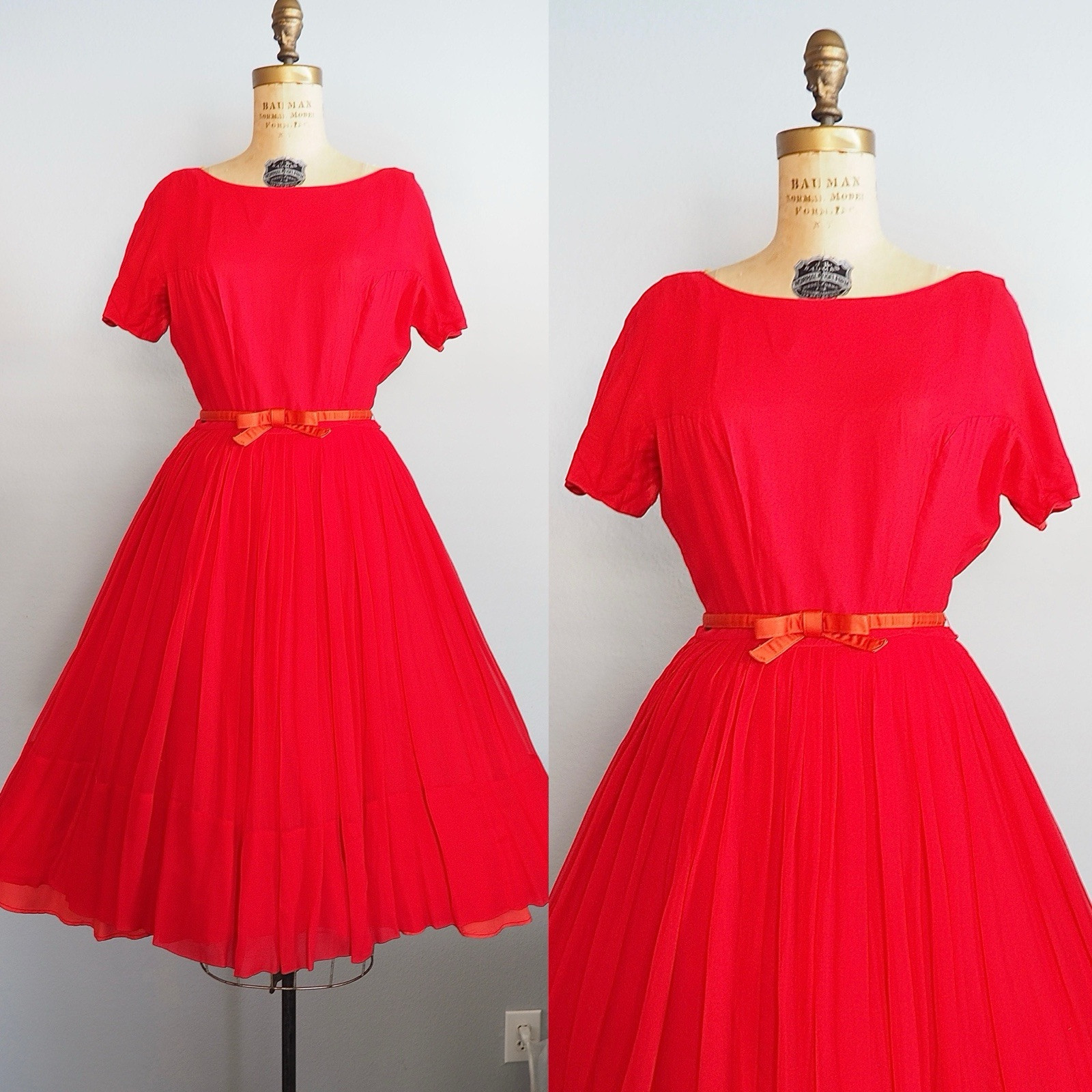 1950’s DAUPHINE L’AIGLON Bow Belt Dress True Vintage * FLAWS*