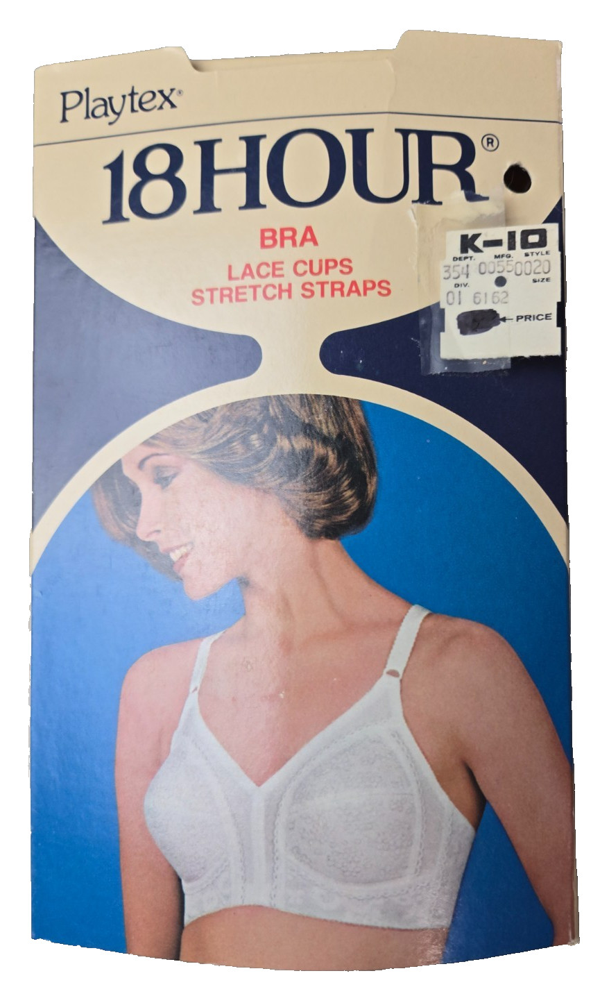 Vintage Bra 36-B Playtex 18 Lace Cups Stretch Strap Wireless Style 20 Spanette