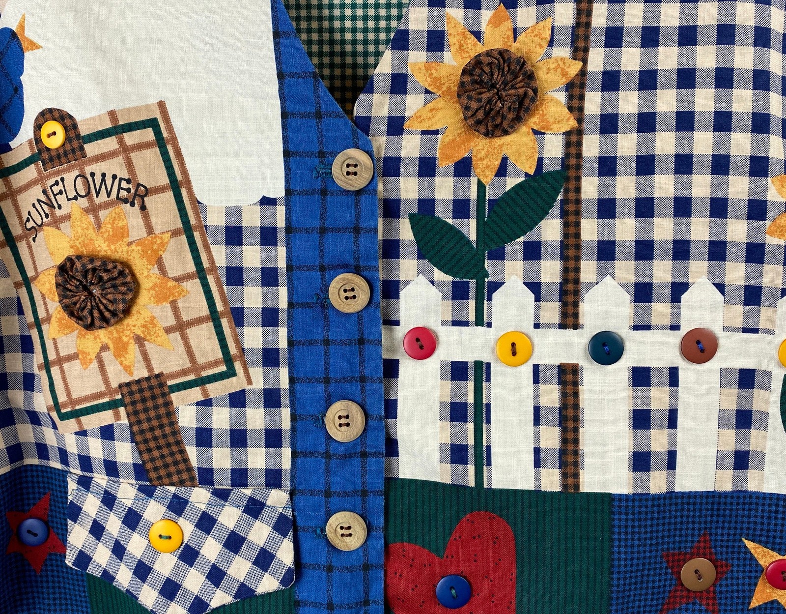 Handmade Sunflower Applique Vest – Grandma Core