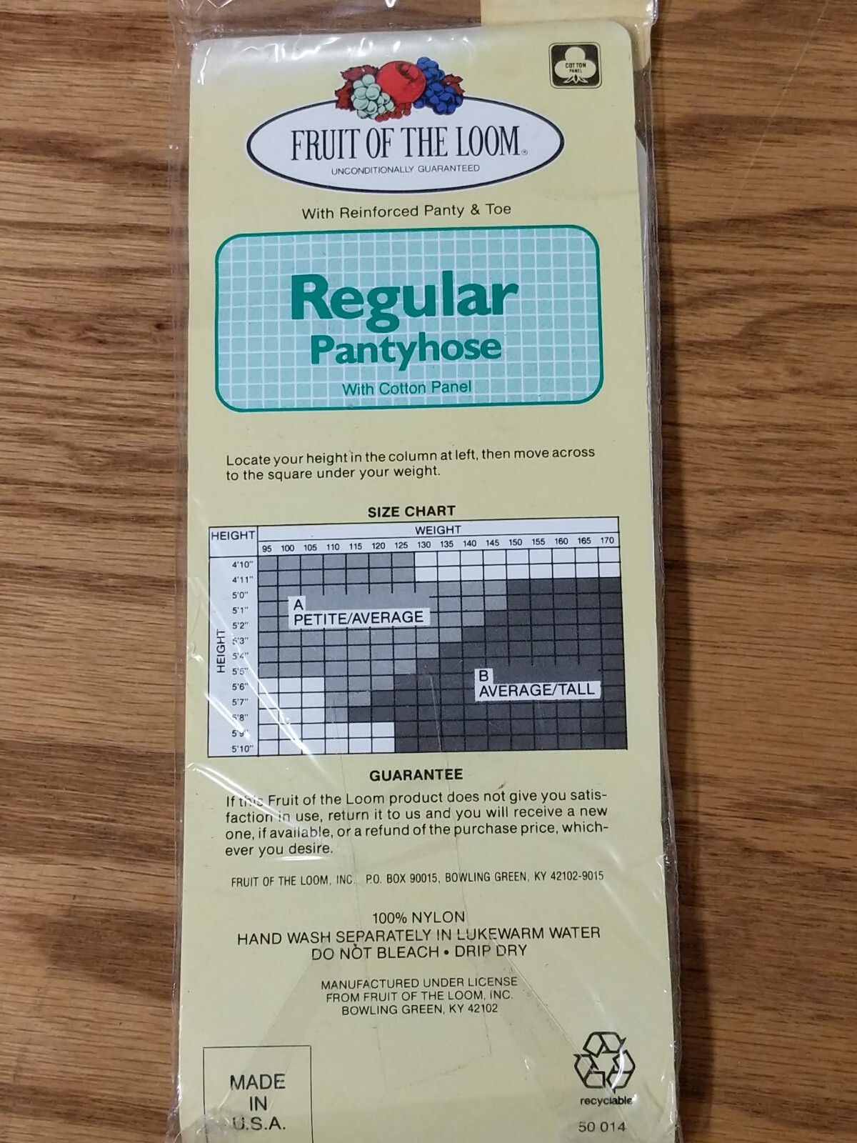 Fruit of the Loom Sun Tan Vintage Regular Pantyhose Size A New in Package