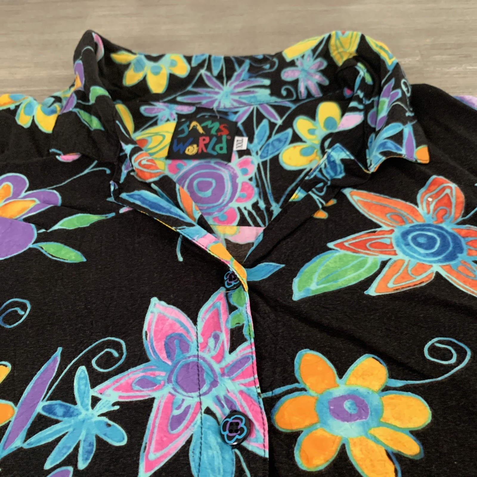 Rare Vintage Jams World 90s Night Bloom Hawaiian Shirt Women’s Floral Sz 2XL