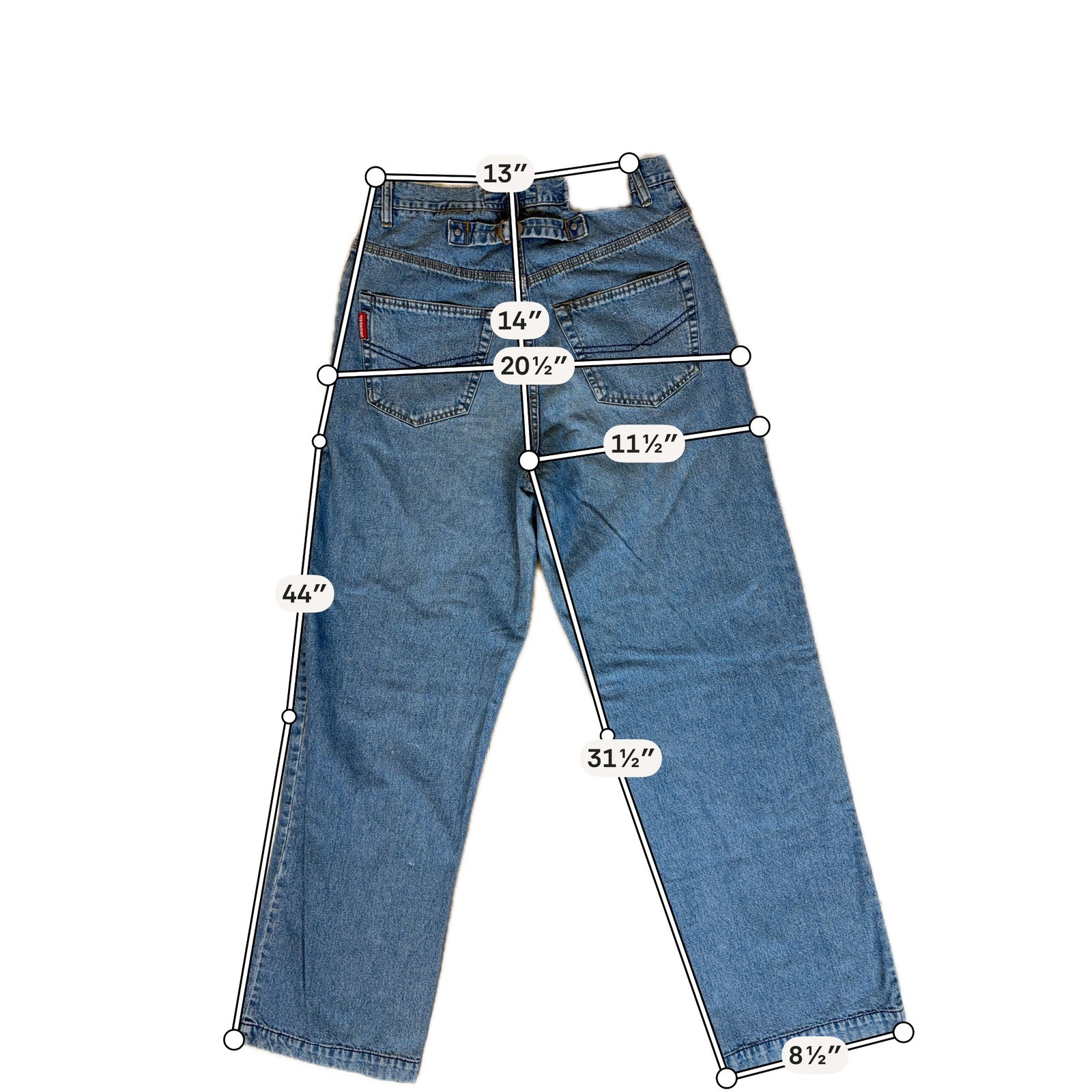 Unionbay Vintage 90s Cinch Back High Rise Wide Leg Denim Jeans Blue 26W