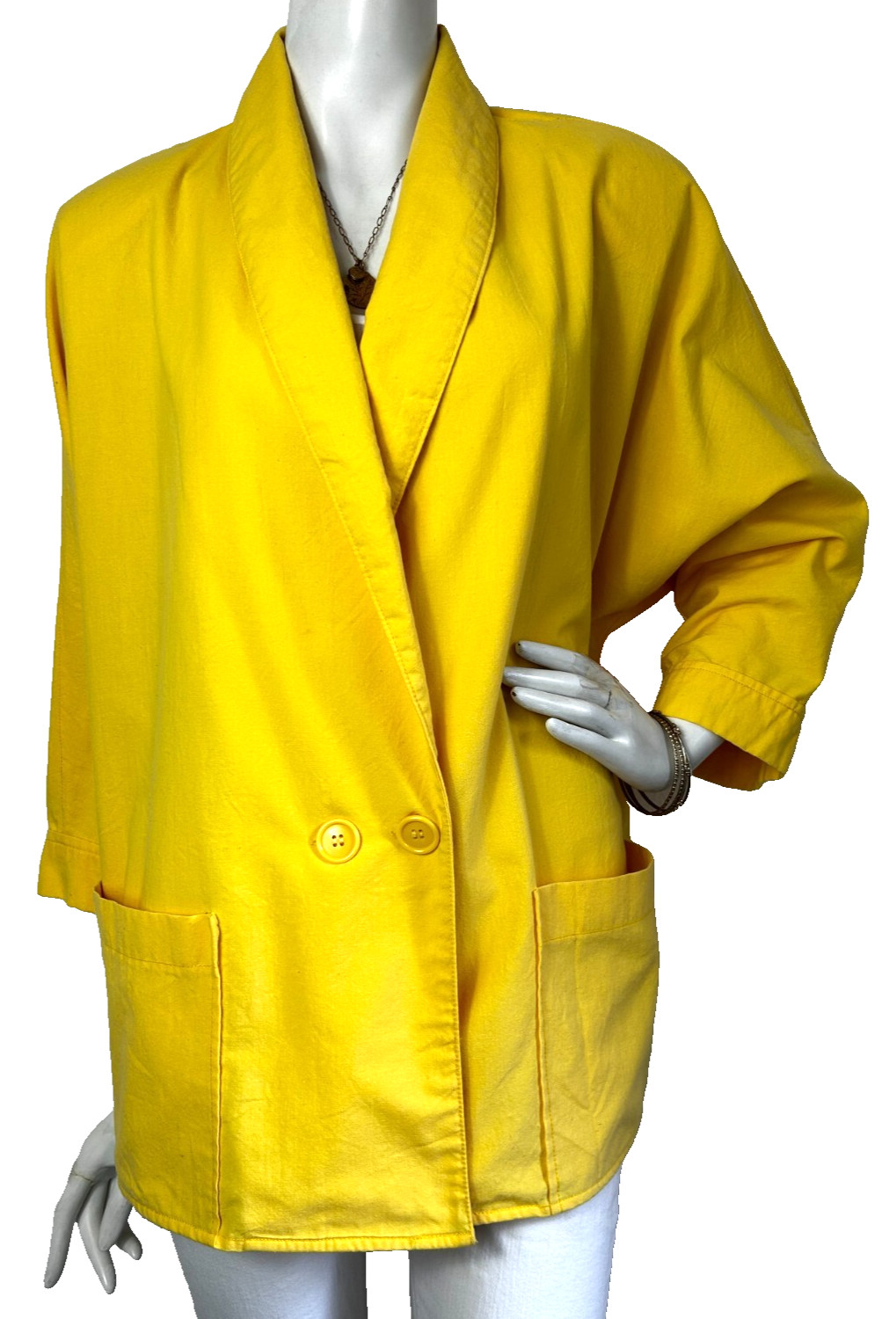 Vintage 80s Made Exclusively For Deb Raglan Sleeve Blazer Yellow Size Medium EUC