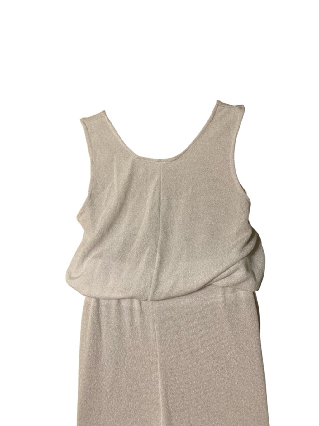 Vntg 70’s Women&rsquo;s handmade White Sleeveless Wide Leg Jumpsuit M