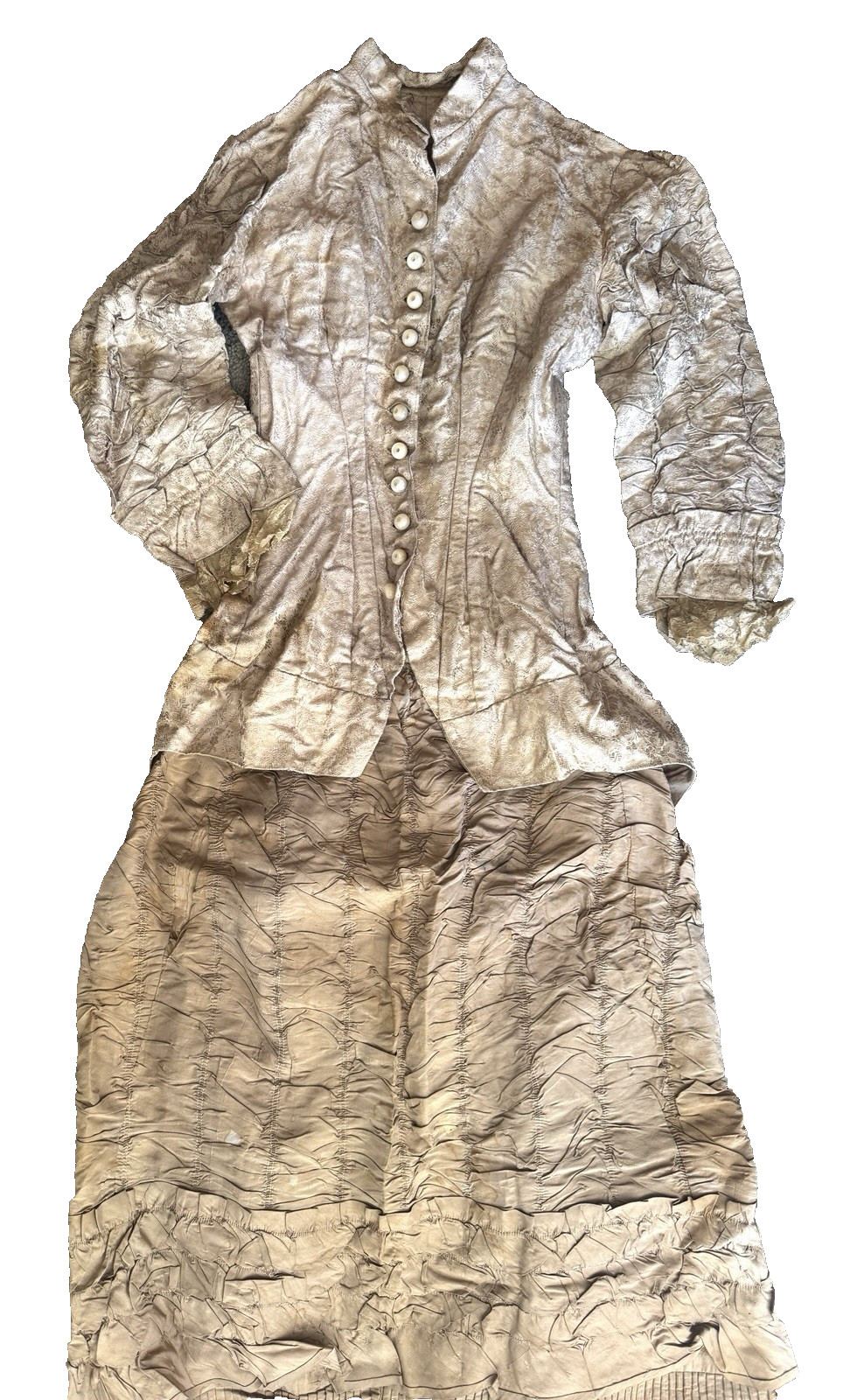 1880 VICTORIAN Women&rsquo;s TENNIS OUTFIT Walking Dress JACKET Tail Long SKIRT BUSTLE