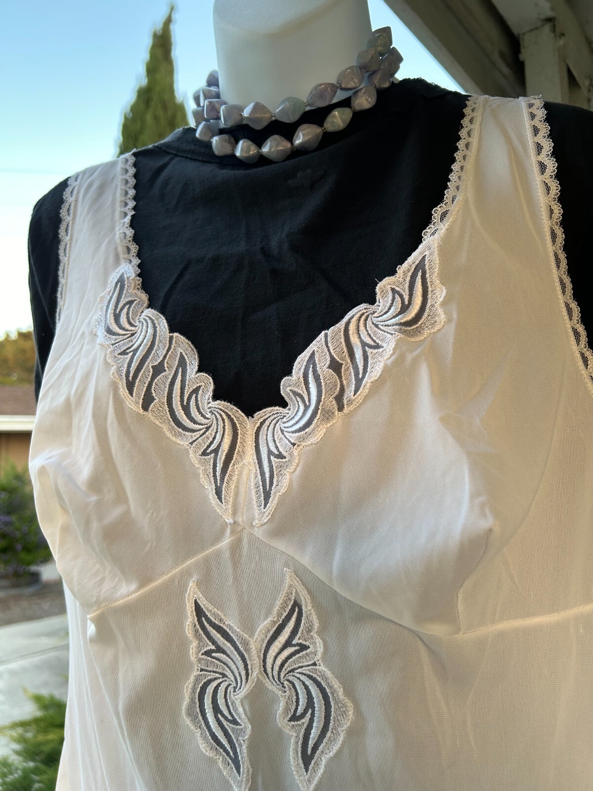 NEW Vintage Italy~Soft Nylon Tricot~Lace~Full Slip~Night Dress~sz 5~Bust 20&Prime;Mint