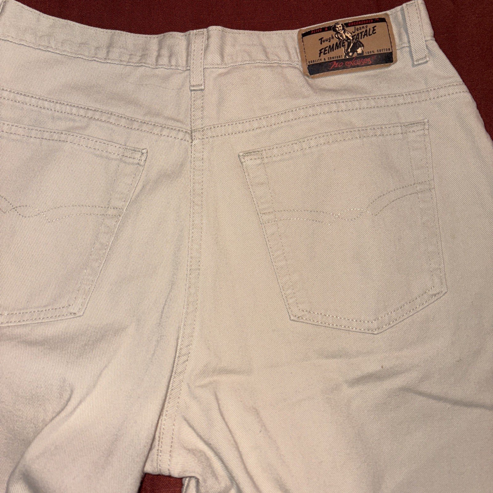 Femme Fatale Vintage Jeans Button Front Deep Pockets Tan Khaki 18 Hong Kong 29.5