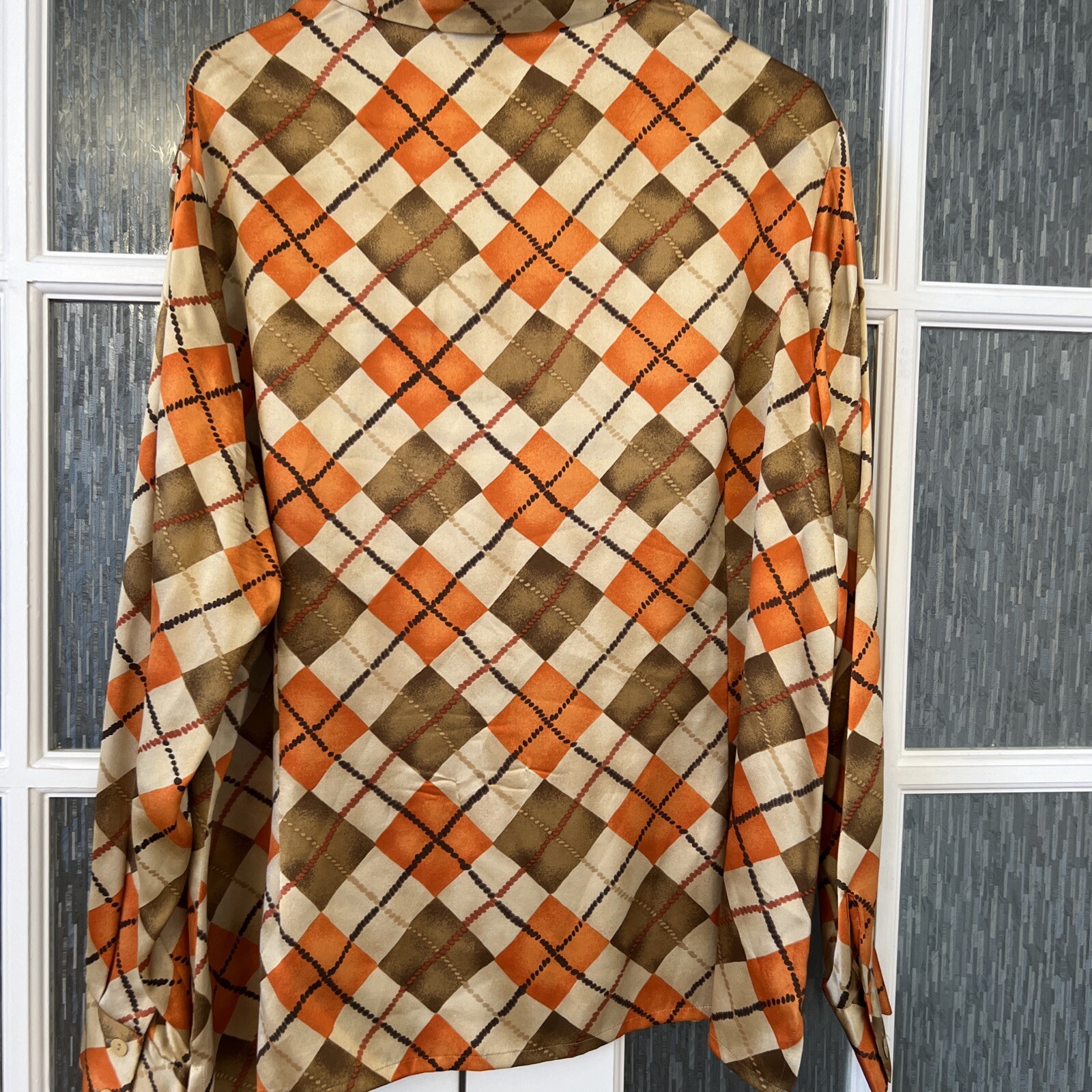 Weinberg Multicolor Silk Long Sleeve Shirt Size XL/Eur 56 Made In Paris