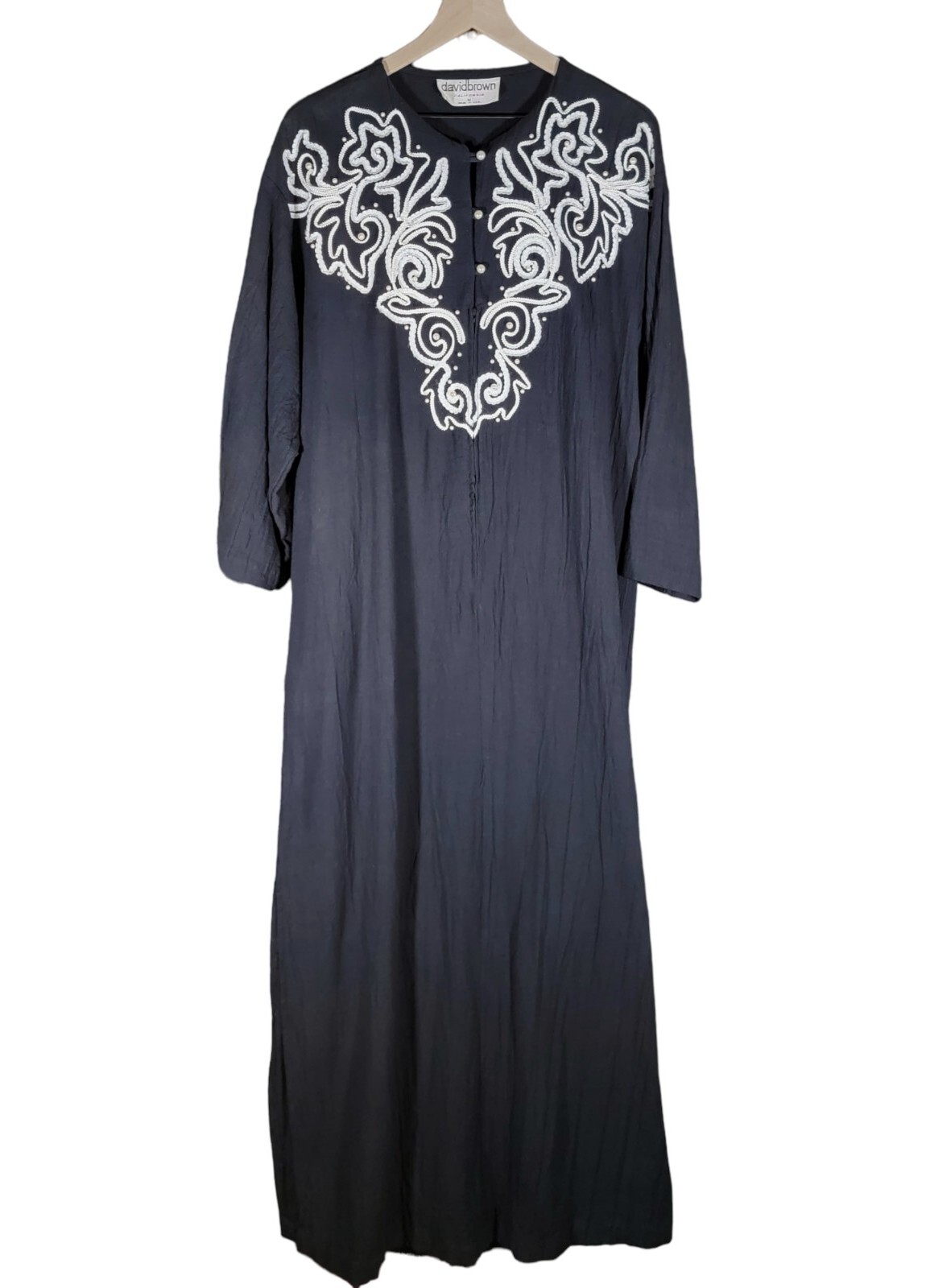 Vintage David Brown California Hostess House Gown Lounge Dress Maxi Beaded Sz M