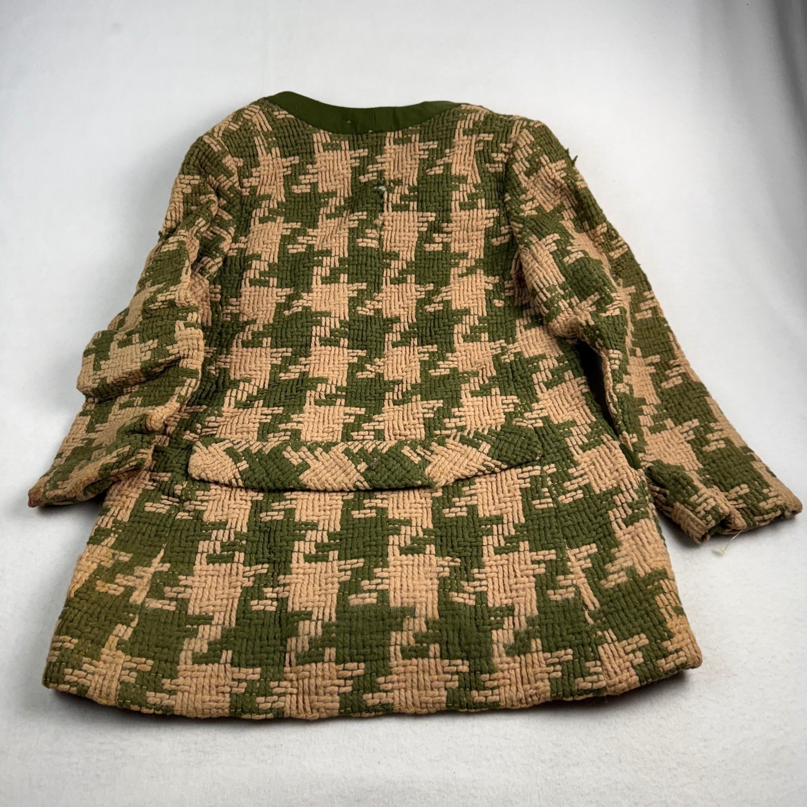 Vintage 60s ILGWU Union Made Jacket Filene&rsquo;s USA Tapestry Green Tan Zip Womens S