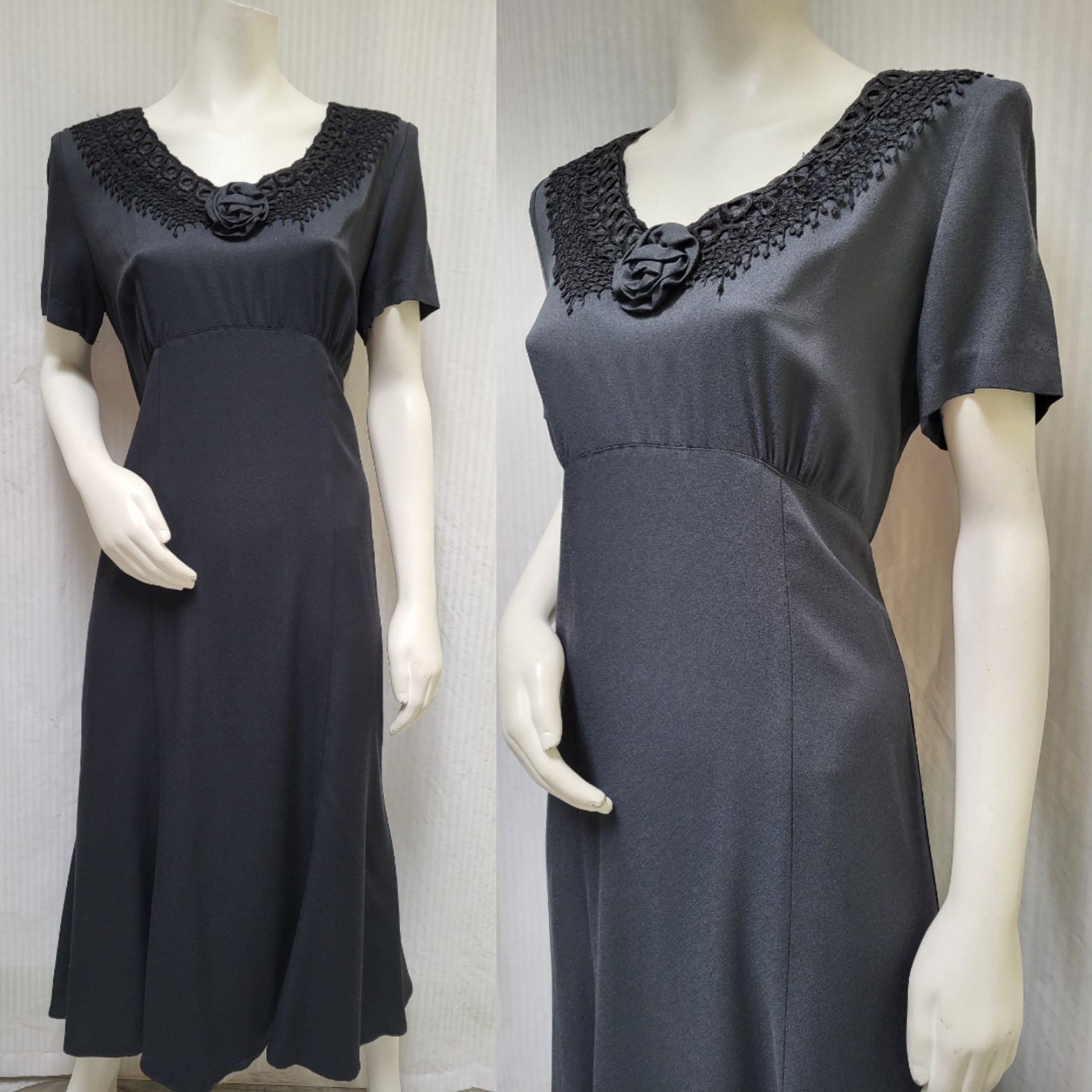 NWOT Vintage 1980&rsquo;s JEFFREY & DARA Black Whimsigoth Goth Dress – Size L