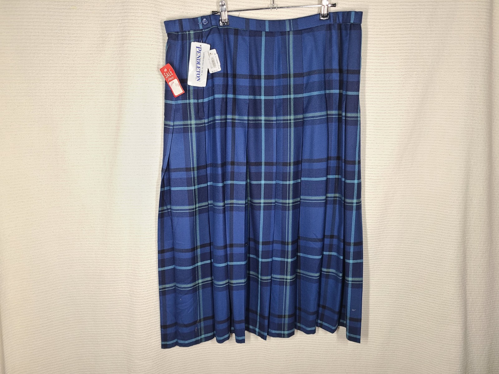 Pendleton Pleated Skirt Plus Size 18W New w Tags Blue Plaid 100% Wool Classic
