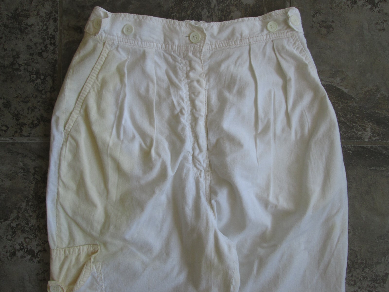 VTG Ormond Pants 15 28×33 Tall White Pleated High Waist Pockets Adjustable Waist