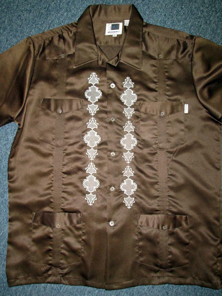 VINTAGE: Men’s Shiny Satin Finish Cuban Style Casual Wear L NWOT