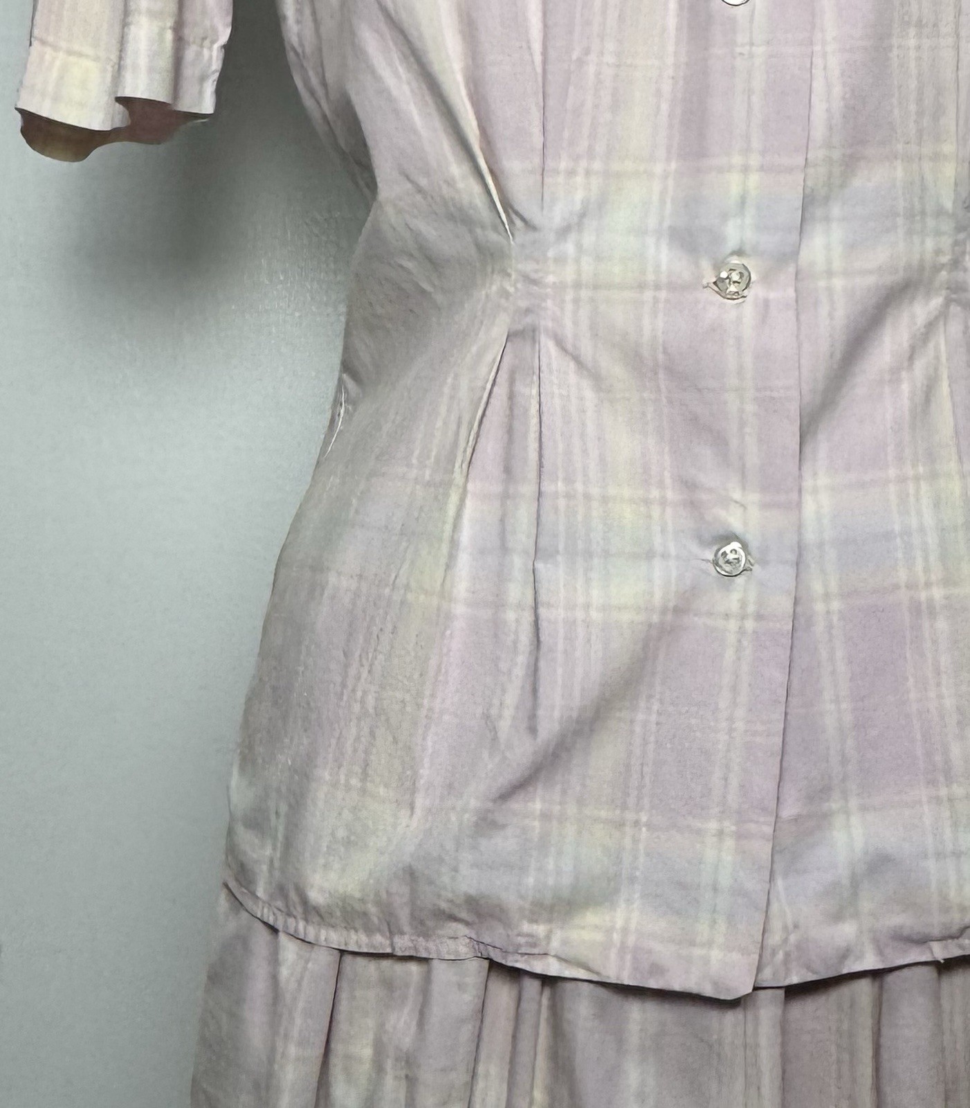 Vtg F.R. Tripler 2 Pc Skirt Top Set 8 Lavender Plaid 40s Tea Dress S/M